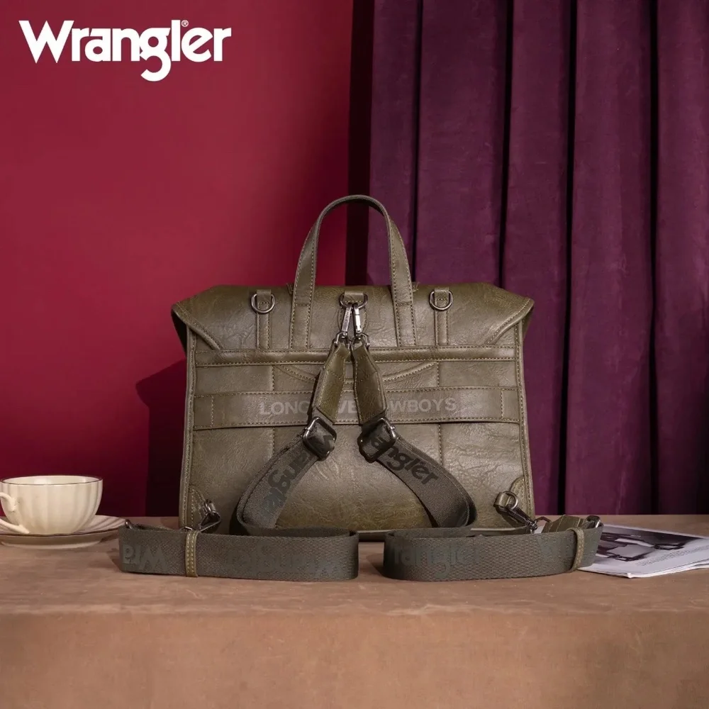 Wrangler Top Handle Carry Satchel/Laptop Bag/Backpack/Crossbody Green